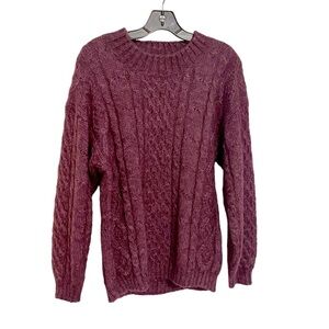 Vintage 90's Paris Sport Club Mohair Cable knit Sweater Berry Cottagecore SZ M